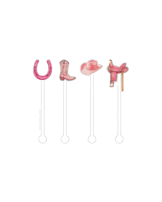 Pink Western Acrylic Stir Sticks