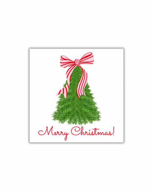 Merry Christmas Tree Bow Paper Party Napkins