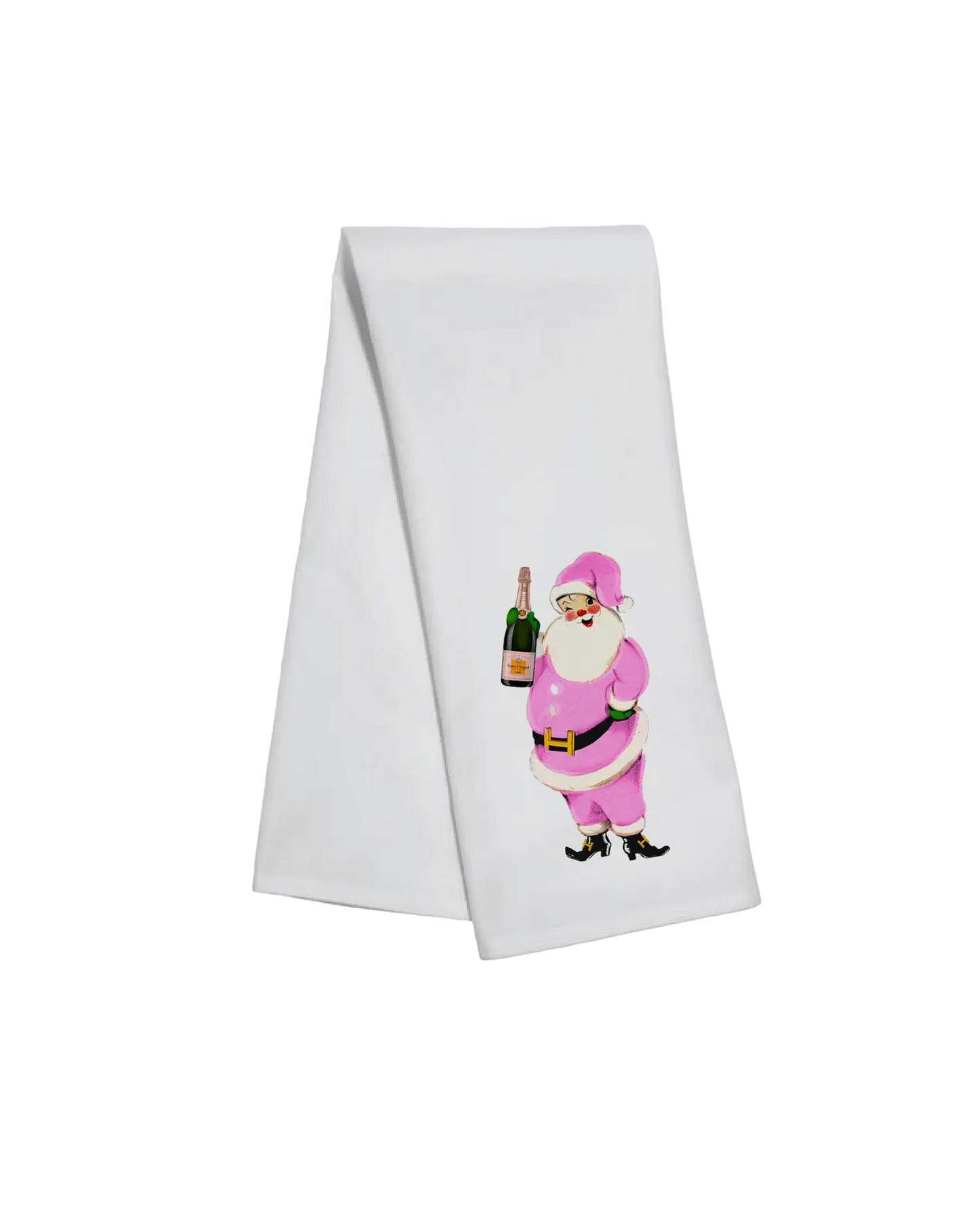 Santa Champagne Tea Towel