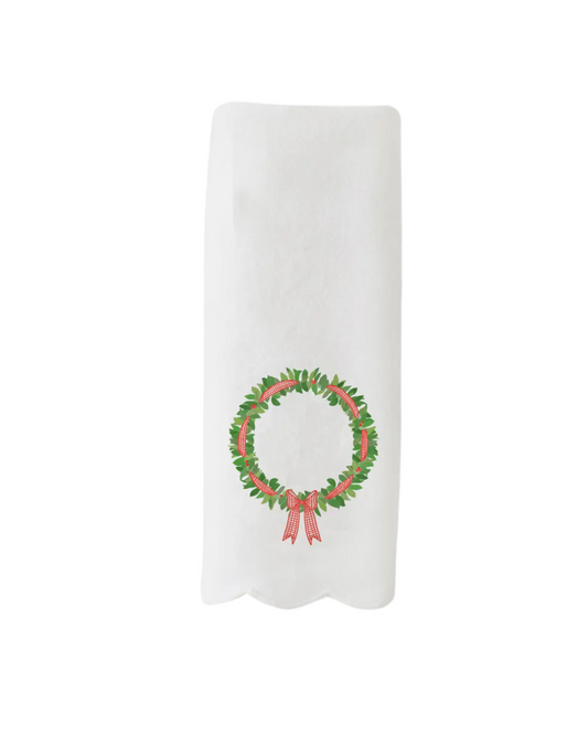 Wreath Scalloped Tea Towel