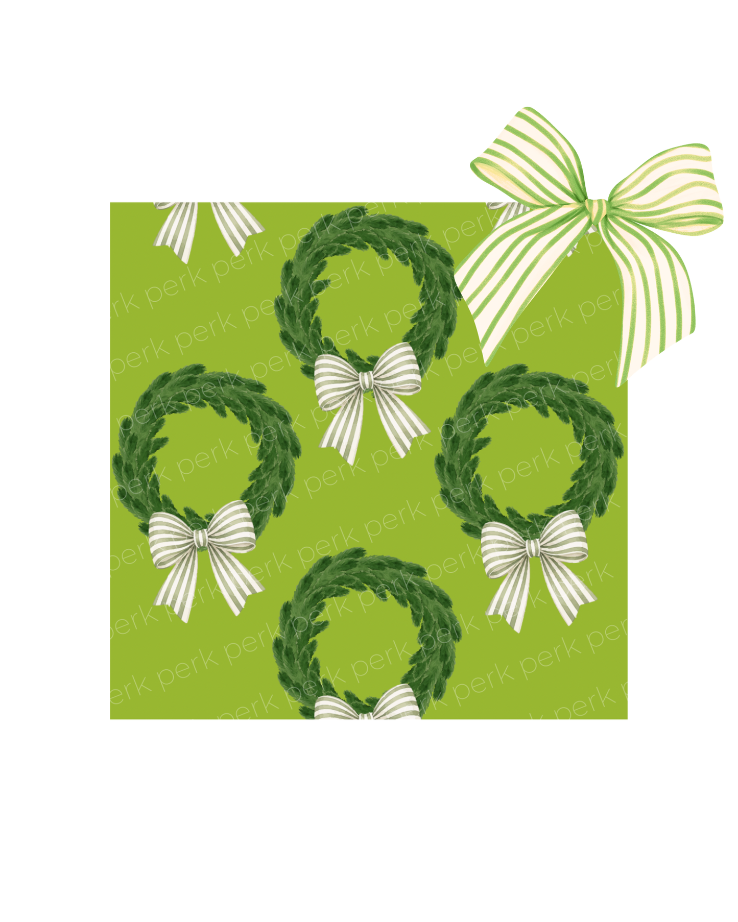 Green Wreath Wrapping Paper Roll