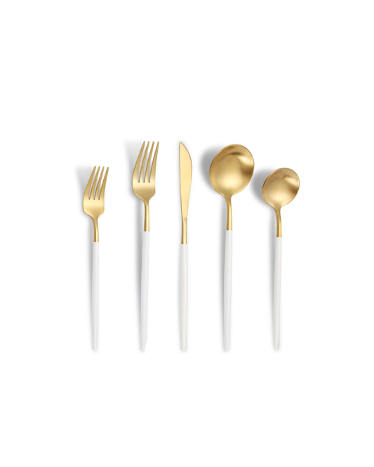 Gold & White Metal Silverware RENTAL