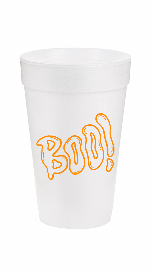 Boo Halloween Orange Styrofoam Cups